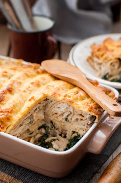 Cheese Crusted Crepe Bake — Stock Photo, Image