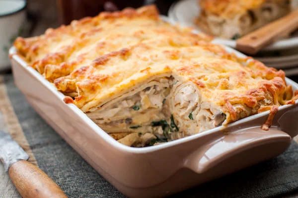 Cheese Crusted Crepe Bake — Stock Photo, Image