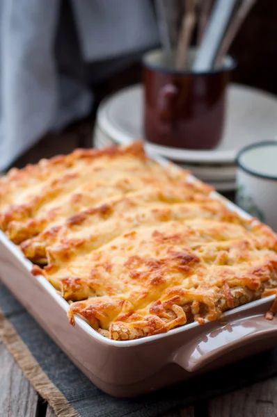 Cheese Crusted Crepe Bake — Stock Photo, Image