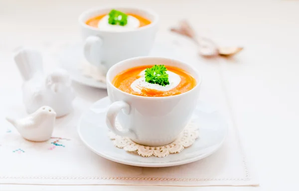 Cream Carrot Soup in a Cup — Stock Photo, Image