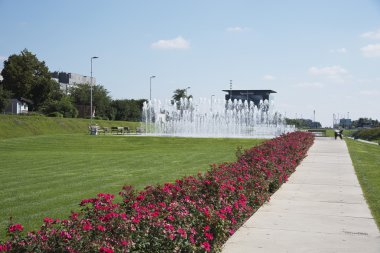 Şehir çeşmeler yakınındaki Merkezi Zagreb, Hırvatistan