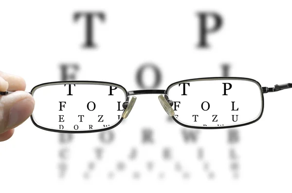 Szemvizsgálat, szemüveg vízszintes keresztül — Stock Fotó