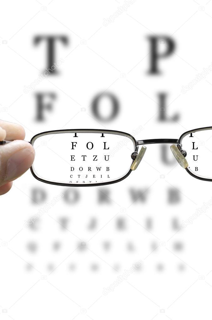 Eye test through glasses vertical
