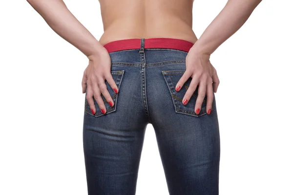 Woman holding hands on ass — Stock Photo, Image