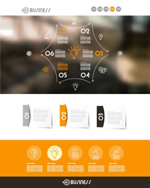 Üç çıkartmaları ile turuncu Web sitesi şablonu