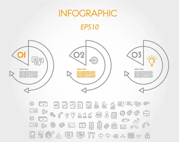 Elementos circulares infogáficos lineales — Vector de stock