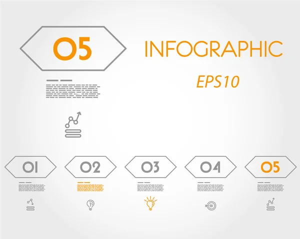 Conjunto infográfico lineal de hexágonos con iconos — Archivo Imágenes Vectoriales