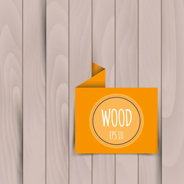 Pegatina naranja con madera — Vector de stock