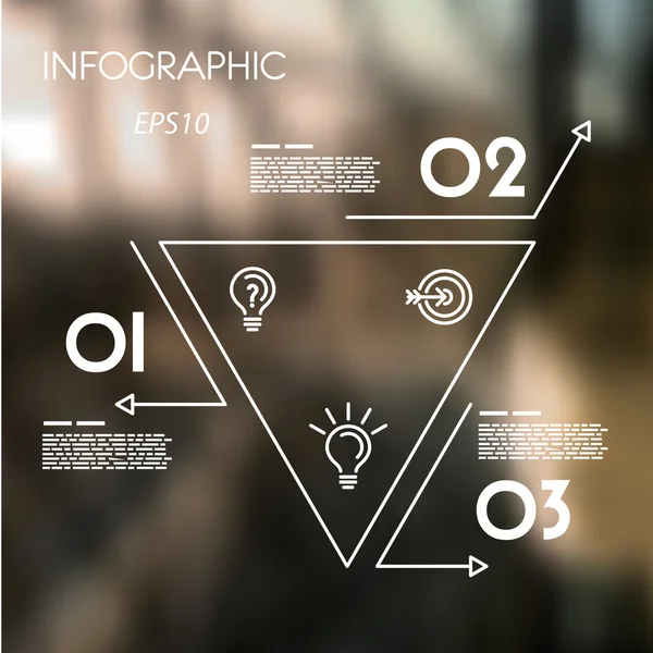 Vit linjär infogrpahic omvänd triangel — Stock vektor