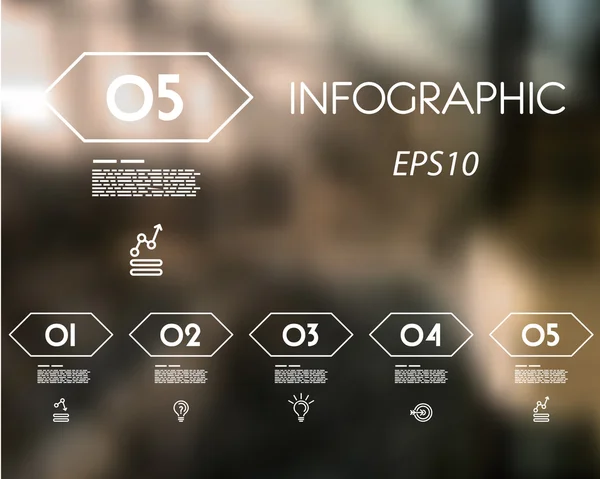 Conjunto de hexágonos de infografía lineal blanca — Vector de stock