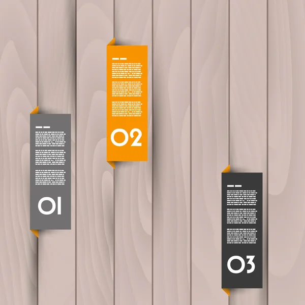 Orawood infographic orange stickers — Stock Vector