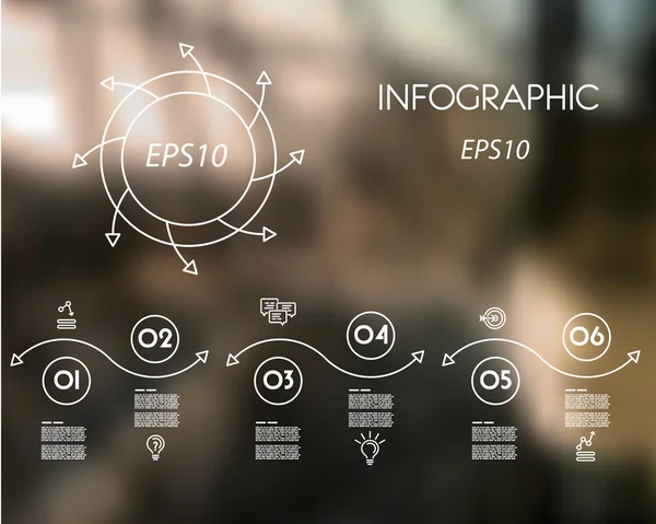 Vit linjär infographic vågor och ring — Stock vektor