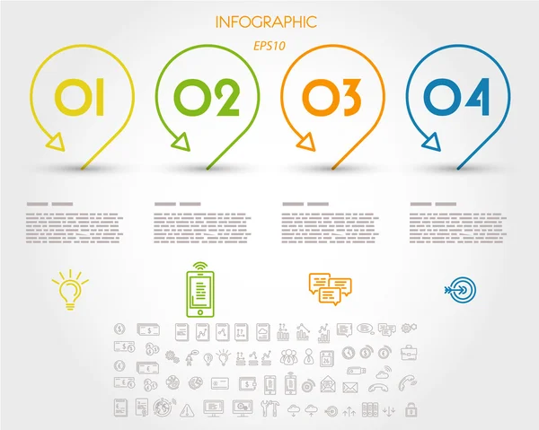 Infografía colorida con punteros — Vector de stock