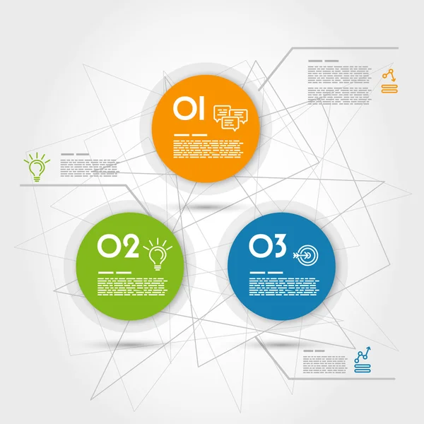 Três anéis infográficos coloridos com ícones — Vetor de Stock