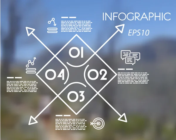 Grand carré infographique linéaire blanc avec des flèches — Image vectorielle