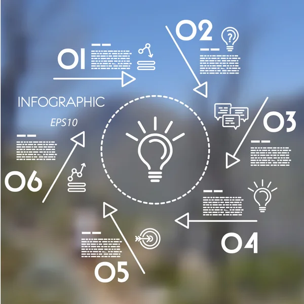 Beyaz doğrusal Infographic yıldızdan okları — Stok Vektör