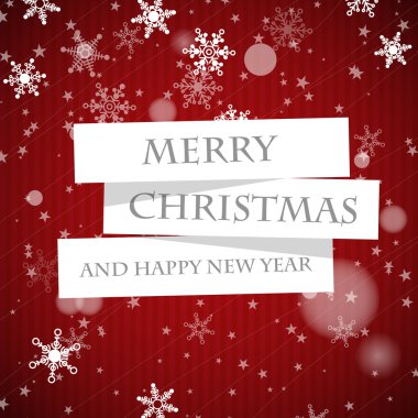 Kırmızı şeritli Noel kartı beyaz kartları ile