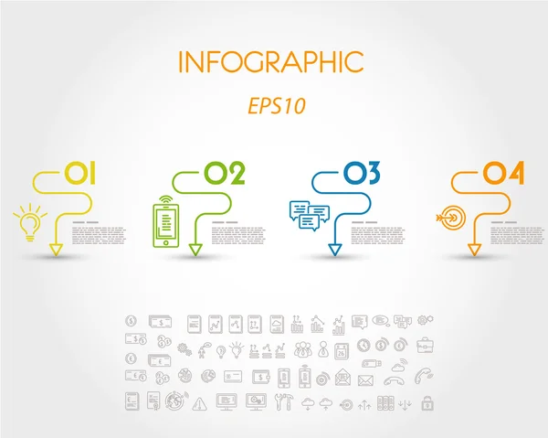 Infografica lineare semplice colorata con curve — Vettoriale Stock