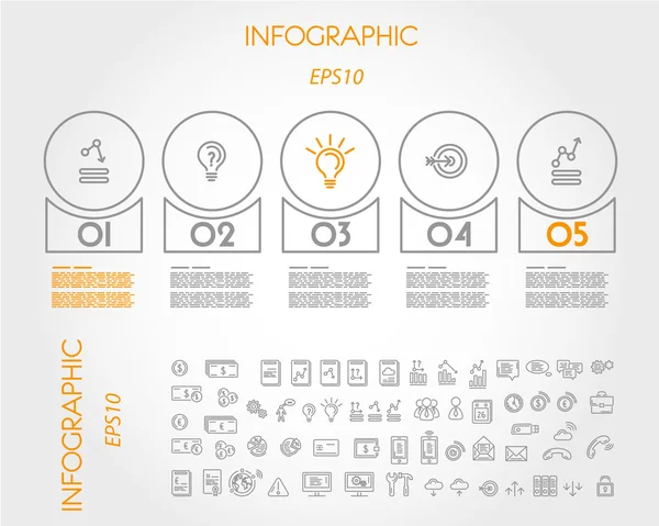 Doğrusal Infographic öğeleri daireler — Stok Vektör