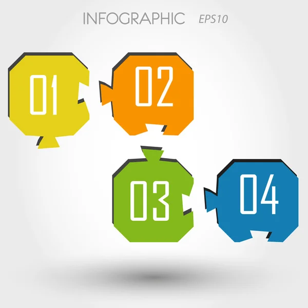 Cuatro colorido rompecabezas infografía angular — Archivo Imágenes Vectoriales