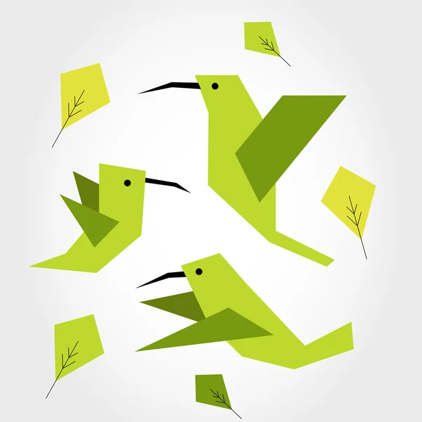 Colibris volants verts — Image vectorielle