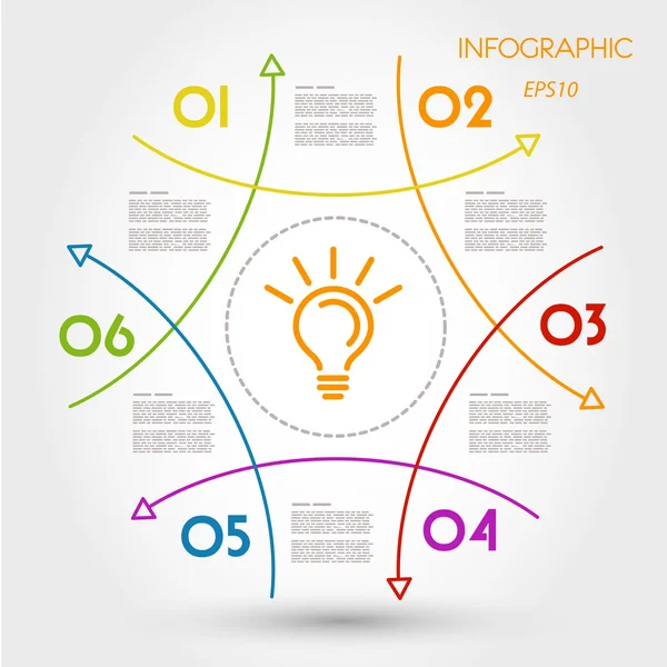 Colorful linear infographic circle from arrows — Stock Vector