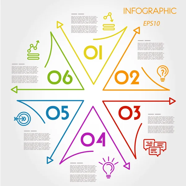 Étoile graphique linéaire colorée avec icônes — Image vectorielle