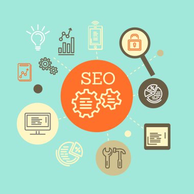 renkli düz seo kavramı