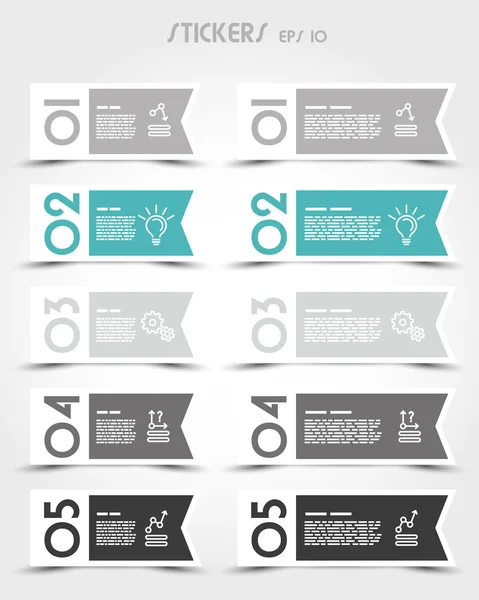 Turquoise rectangular modern ribbon stickers — Stock Vector
