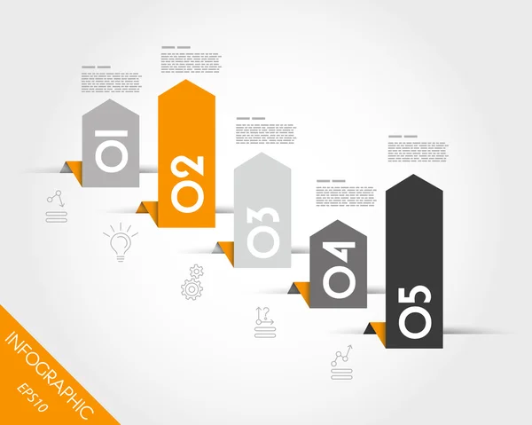 Orange infographic standing arrows — Stock Vector