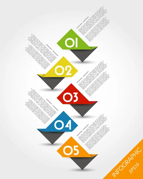 Colorful paper origami timeline from stickers — Stock Vector