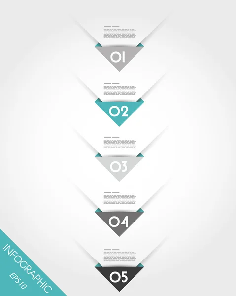 Turquoise origami tringular corner timeline — Stock Vector