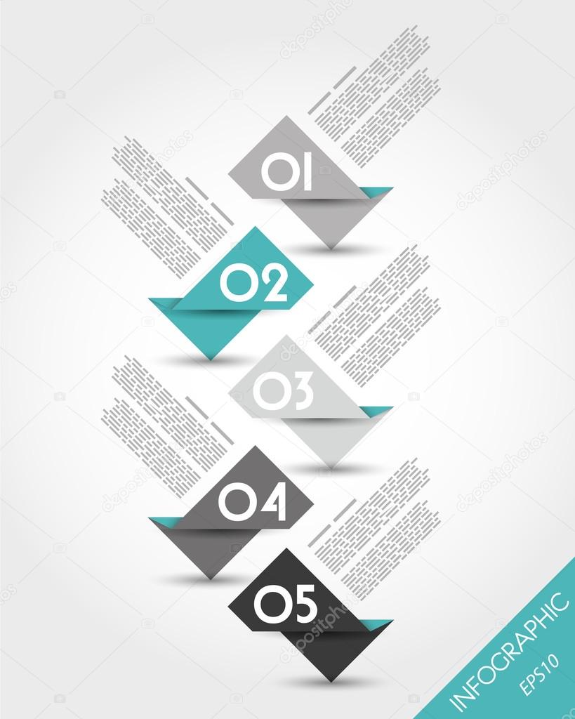 turquoise paper origami timeline from stickers