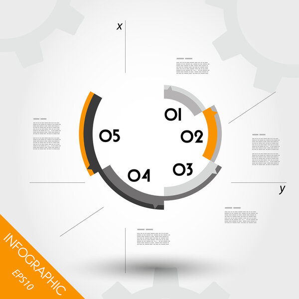 orange infographic template with axis
