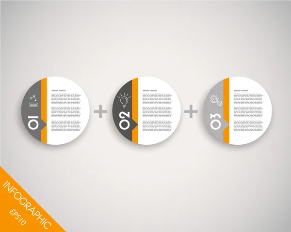 Trois autocollants cercle orange en rangée — Image vectorielle