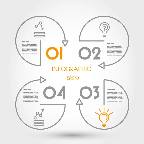 Orange fyrkantiga infpgraphic med linjer — Stock vektor