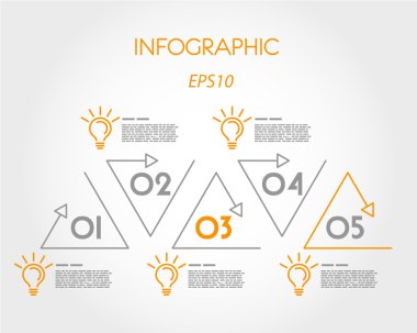 üçgen doğrusal Infographic ampuller ile