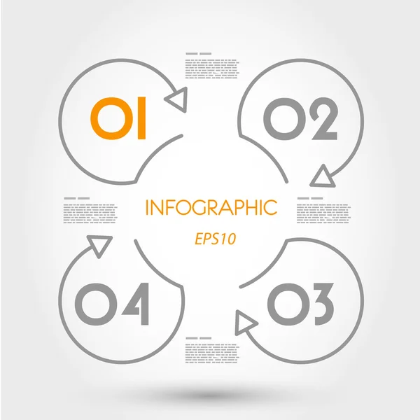 Linear infographics four rings — Stock Vector