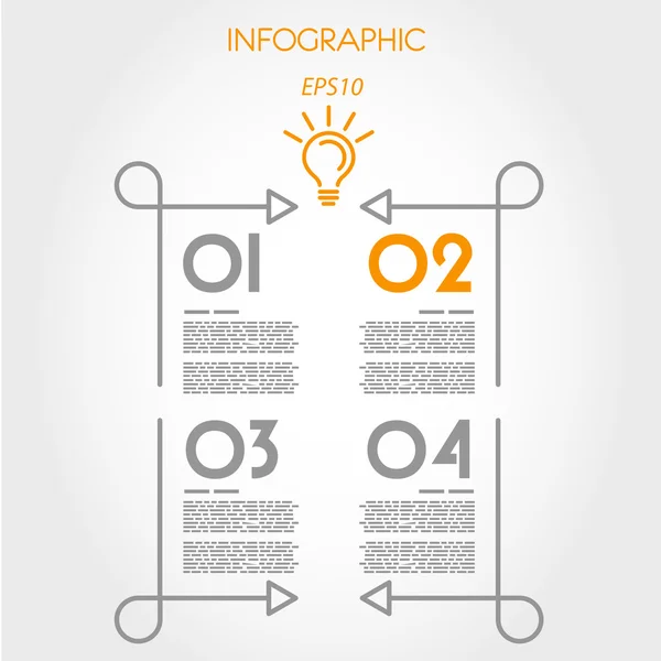 Infographie linéaire carré avec courbes — Image vectorielle