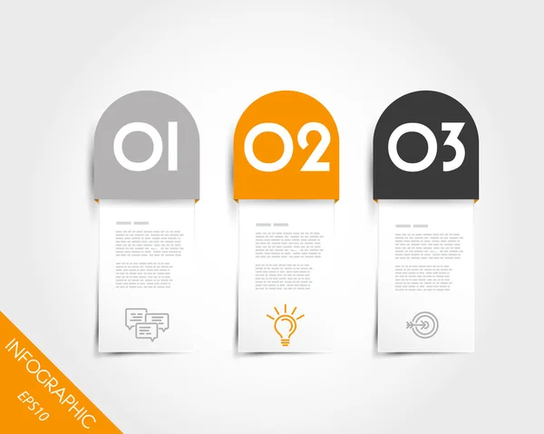 Three orange infographic rounded elements — 스톡 벡터