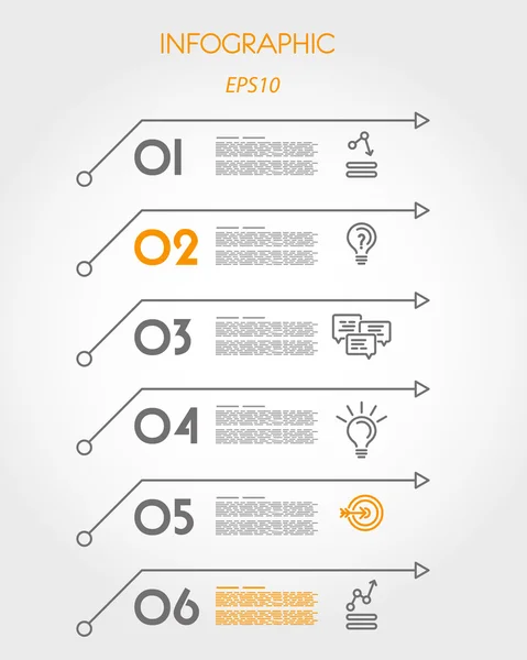 Six linear infographic arrows — Stok Vektör