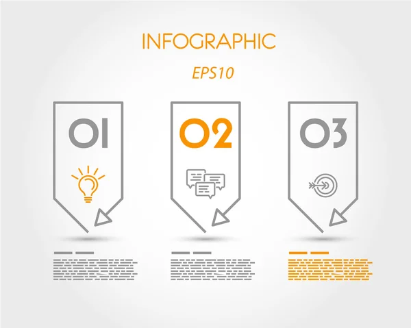 Linear infographic three stickers — Stockvector