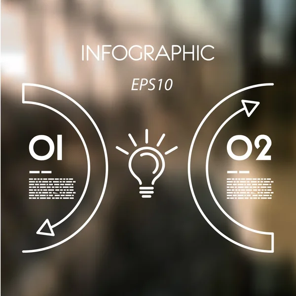 White linear infographics two arcs with bulb — Stok Vektör