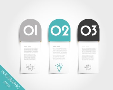 three turquoise infographic rounded elements clipart