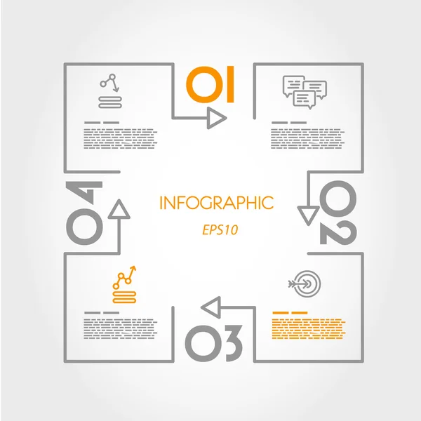 Linear infographic square with squares — Stock Vector