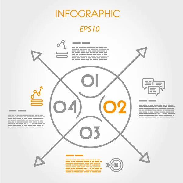 Linjära infographic mall med ring och pil — Stock vektor