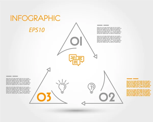 Daire ile doğrusal Infographic üçgen — Stok Vektör