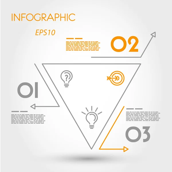 Triangolo invertito infografico lineare — Vettoriale Stock