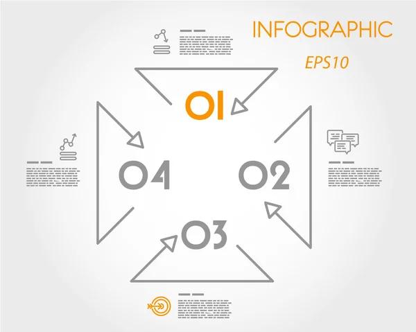 Modello triangolare infografico lineare — Vettoriale Stock