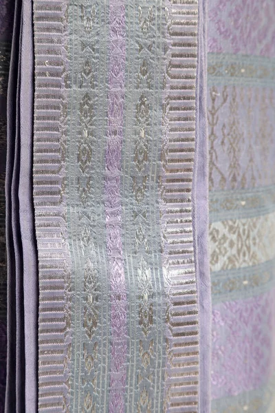 Makro Obraz Tajskiej Jedwabnej Spódnicy — Zdjęcie stockowe